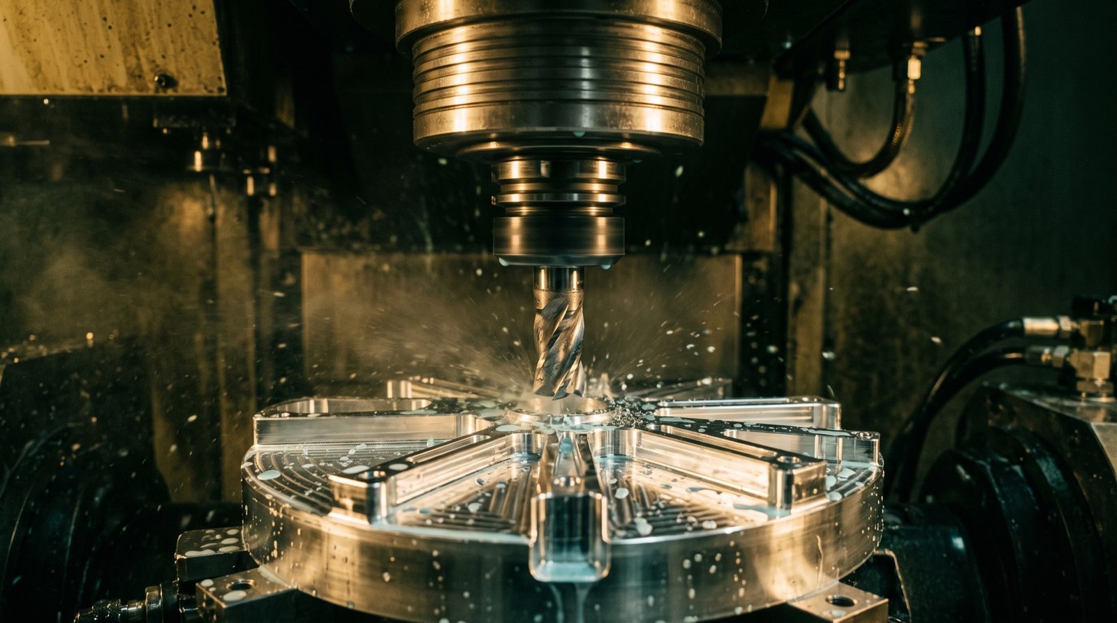 Five-axis CNC machining of a precision component